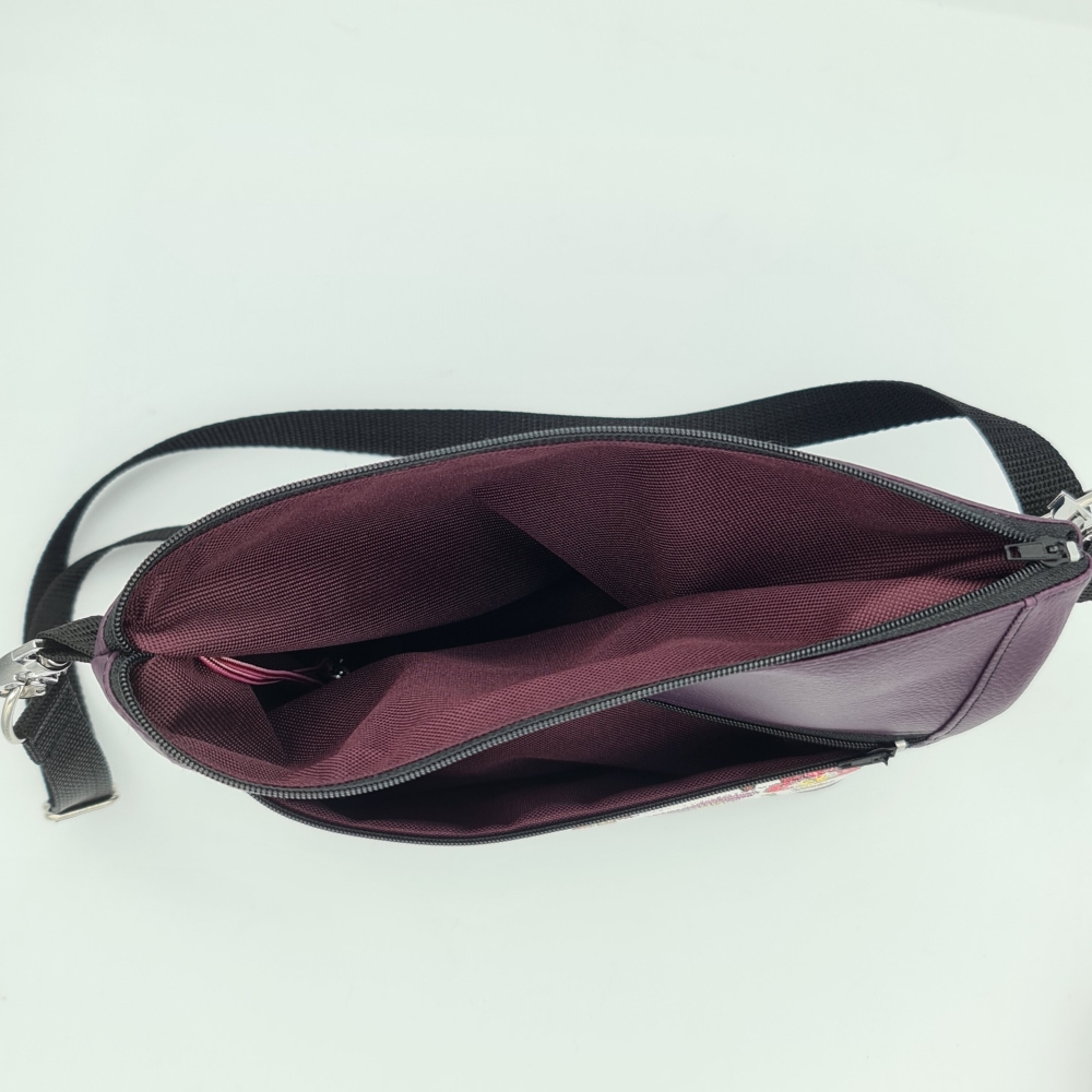 Gassitasche / Cross Bag / Hip Bag, Kolibris Aubergine
